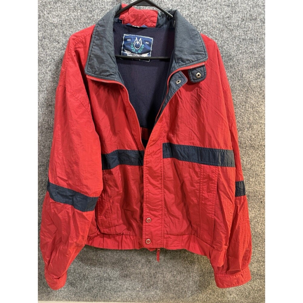 Members Only Men’s Size XL Red Multicolor Zip‑Up Windbreaker Jacket – Nylon –